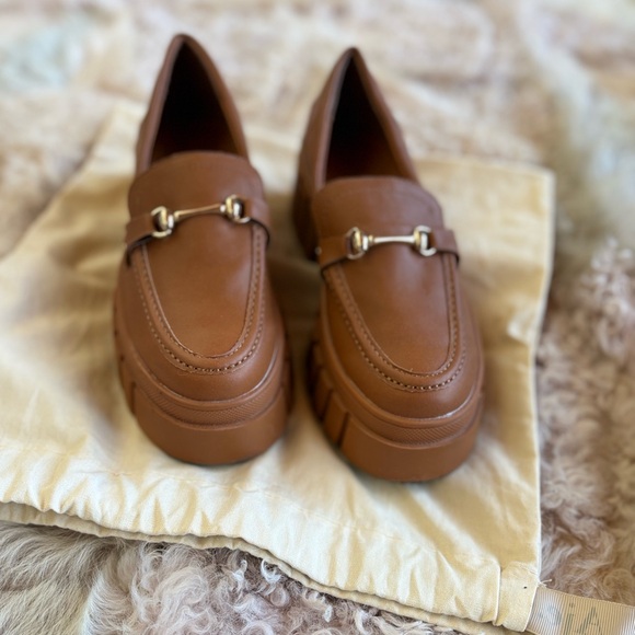 New York & Company Shoes - New York & Company Tan Loafers with Gold Accent